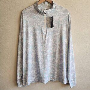 Sunday Swagger Quarterzip Pullover Mens Large Camo Aqua Lightweight Golf Shirt